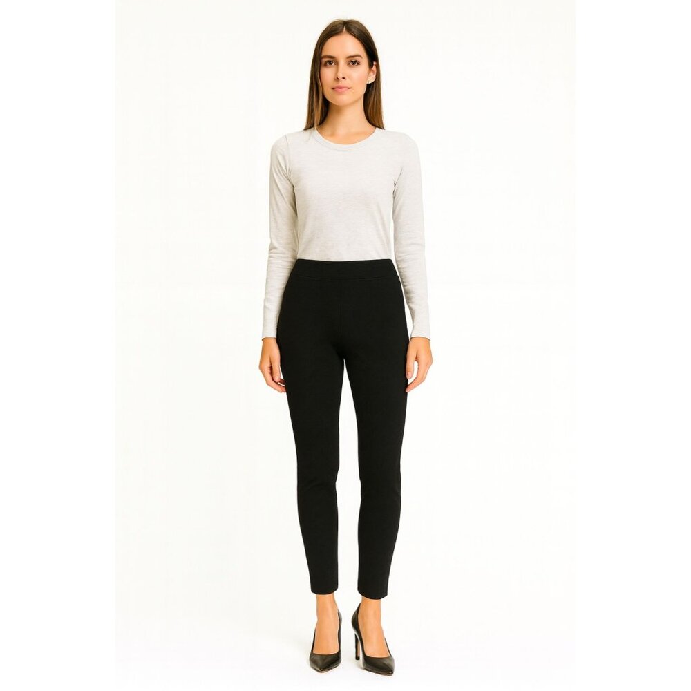 Piazza Sempione Audrey Black Textured Side Zip Crop Pants Sz 44